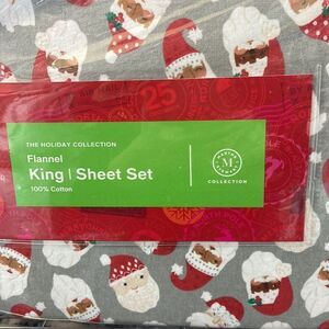 Martha Stewart Collection Printed Cotton Flannel 4-Pc. Q Dear Santa, King